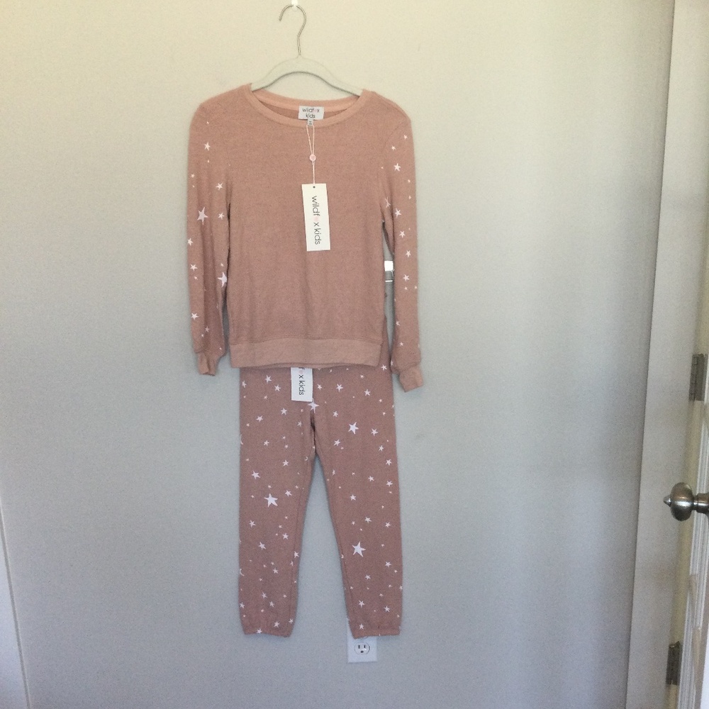 Girls Wildfox matching set pink stars 7/8 NWT